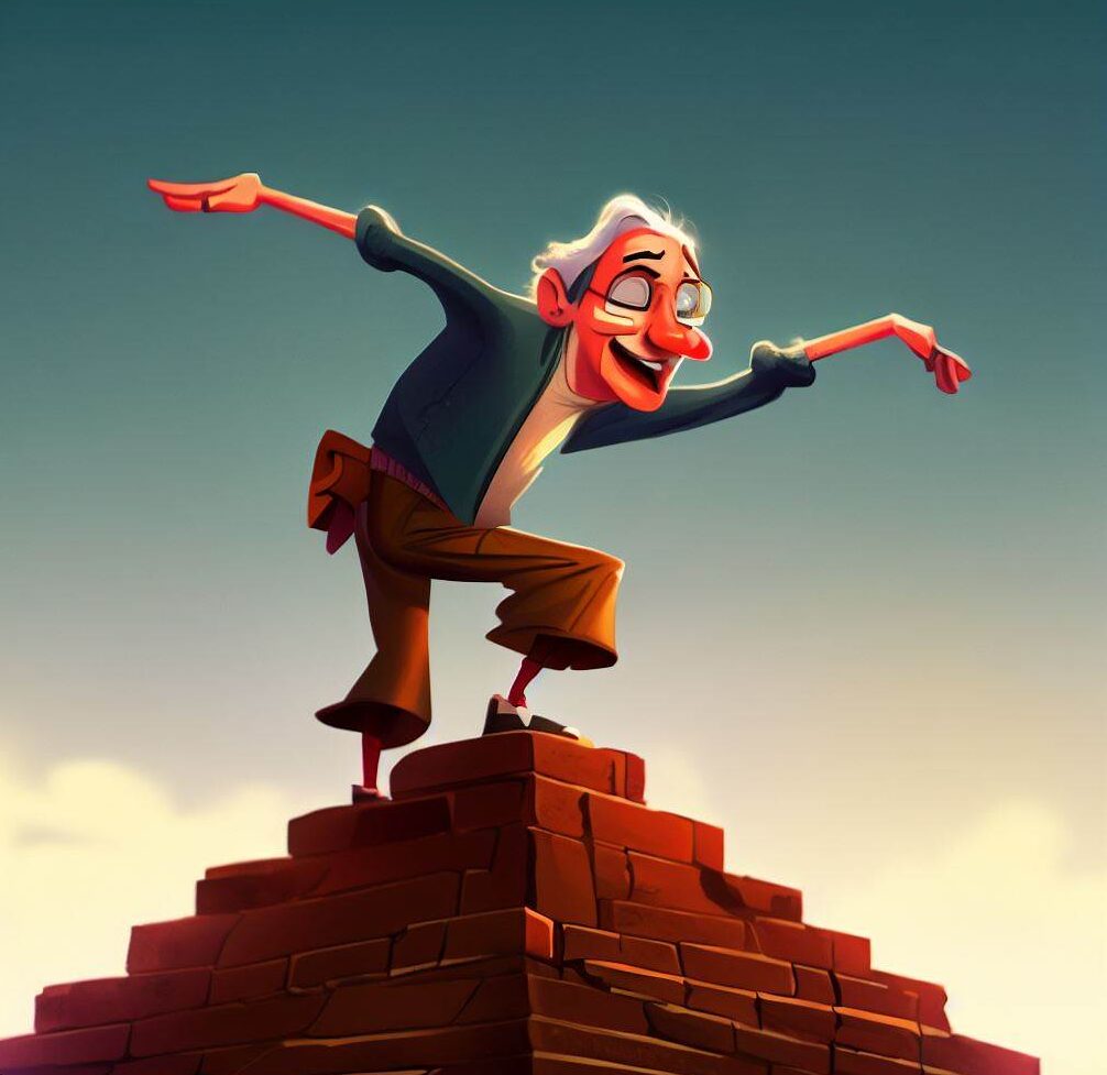 man dancing on a pyramid